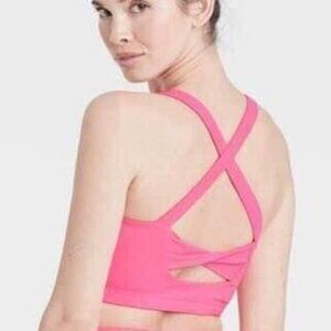 Large Sports Bra Bright Pink New‎ Cross Strap Athletic Top